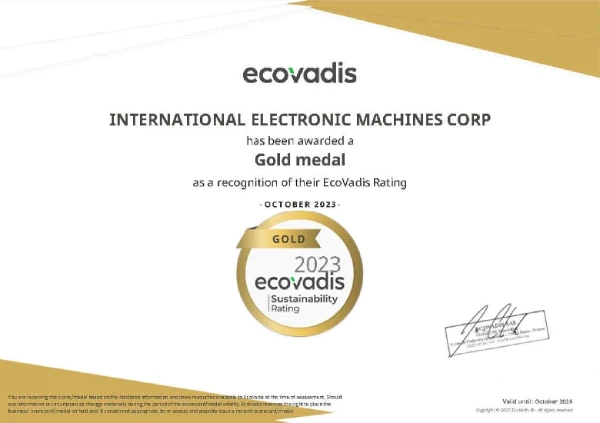 ecovadis certificate