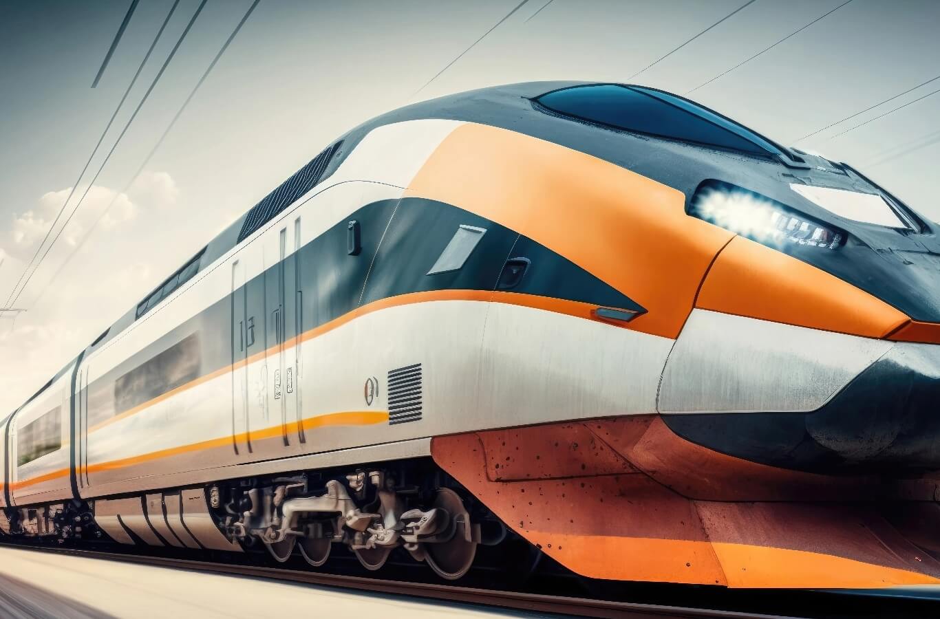 modern high speed train with motion blur shallow dof